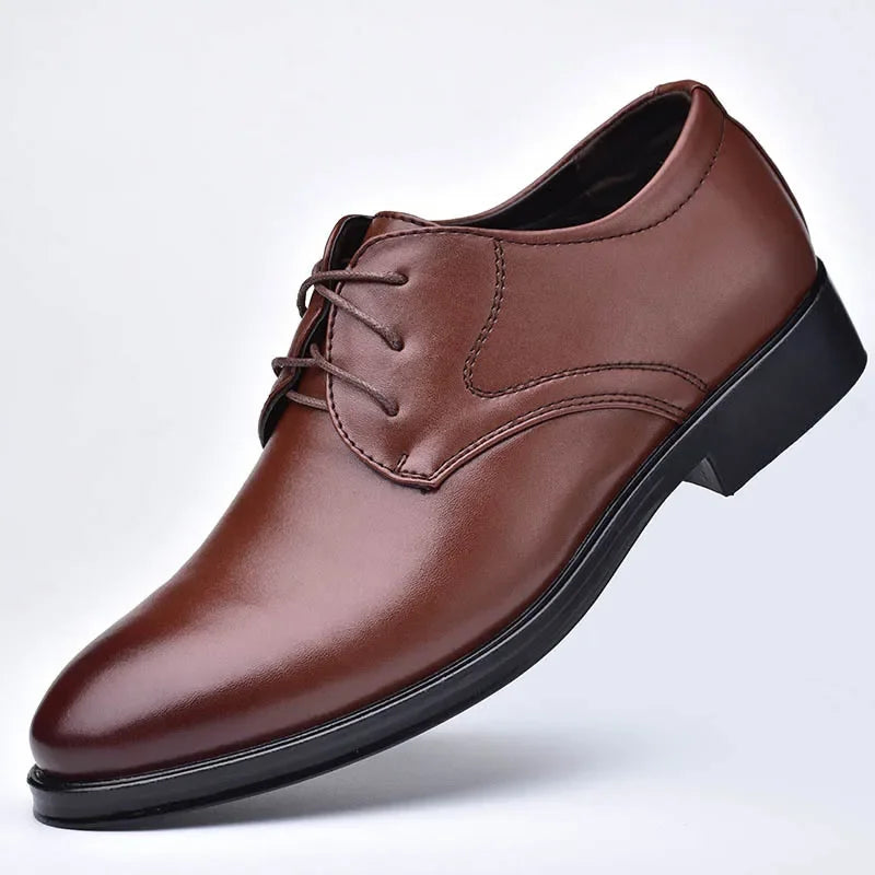 Men Dressing Shoes Formal for Men's Casual Shoe Leather Social Wedding Designer Pointed Toe Black Office Winter Shoes Brand 2023 - Evallys.com