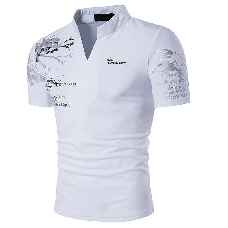 Men's Polo Shirt Golf Shirt Graphic Prints V Neck Outdoor Street Short Sleeves Print Clothing Sports Fashion Streetwear Designer - Evallys.com