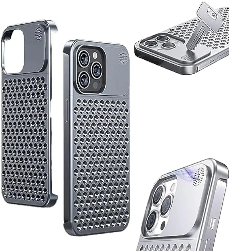 Aromatherapy Phone Case Anti-Scratch Protective Cover Aviation Metal Cooling Simple Shell For iPhone 14 Plus 13 12 15 Pro Max - Evallys.com