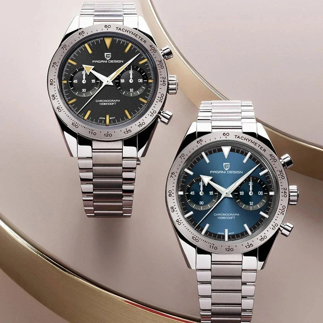 2024 New PAGANI DESIGN Retro Mens Watches Moon Quartz Watch For Men Speed Sports Chronograph AR Sapphire VK64 Clock Reloj Hombre - Evallys.com