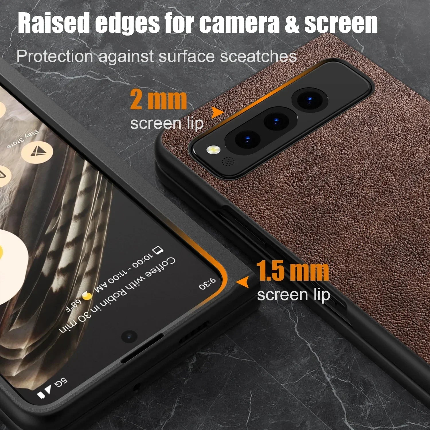PU Leather Case for Google Pixel Fold 5G simply Business style Hard PC with PU 2in1 material - Evallys.com
