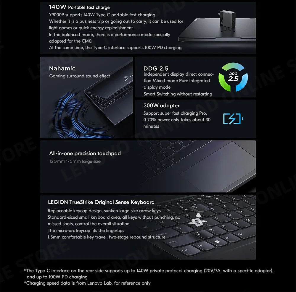 New Lenovo Legion Y9000P Gaming Laptop 13th Intel i9-13900HX/i5-13500HX /32G/1T SSD/NVIDIA RTX 4090/4080 240Hz 16inch Notebook - Evallys.com