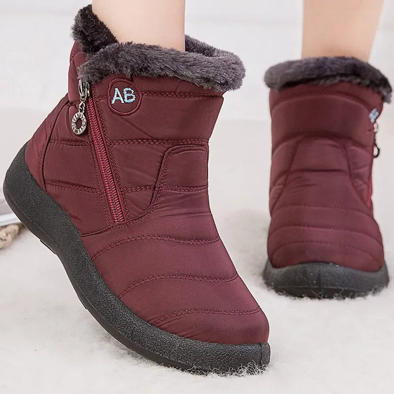 Women's Boots Women's Ankle Boots With Fur Winter Shoes Women Low Heels Winter Boots Snow Waterproof Botas Mujer Winter Footwear - Evallys.com