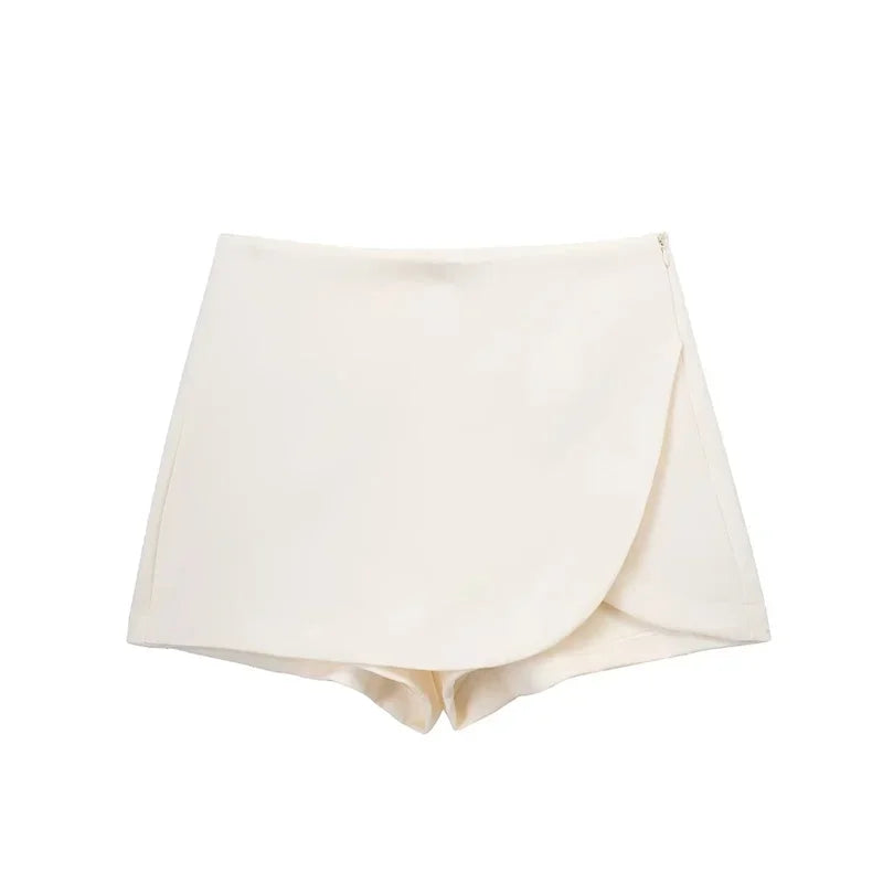TRAF Asymmetrical Skort – High Waist Black Mini Skirt Shorts - Evallys.com