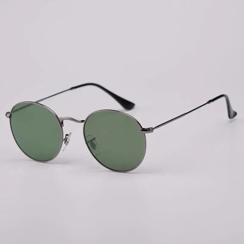 Fashion Sunglasses Men Women Eyeglasses Goggles Eyewear Shades Top Quality Round Metal Glass Lenses UV400 Sun Glasses - Evallys.com