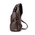 Men’s PU Leather Chest Bag – USB Charging Travel Crossbody Messenger - Evallys.com