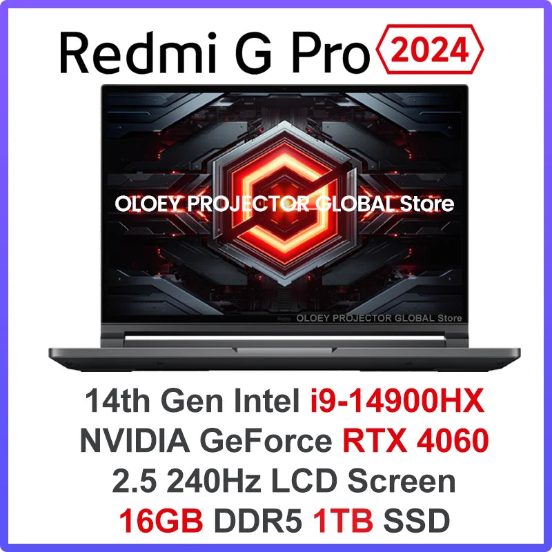 NEW Xiaomi Redmi G Pro 2024 E-Sport Gaming Laptop Intel i9-14900H RTX4060 8GB GPU 16G/32G RAM 1TB SSD 16.1”240Hz 2.5K Screen - Evallys.com # #