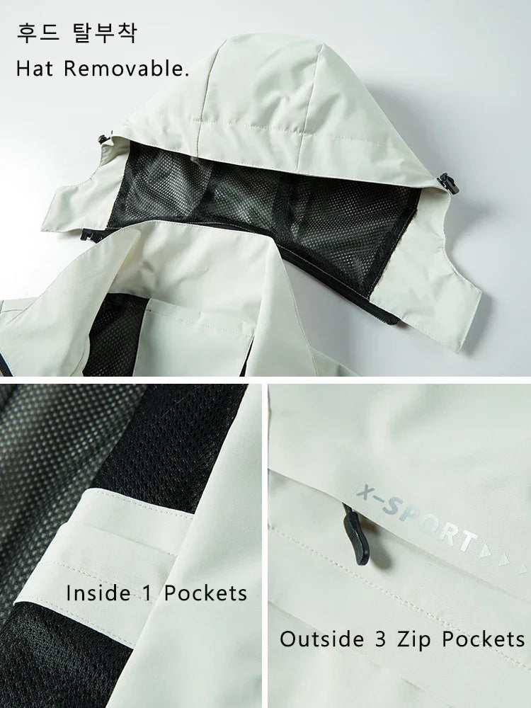Spring Autumn Casual Jacket Men/Women Outdoor Waterproof and Windproof Hooded Windbreaker Coats - Evallys.com