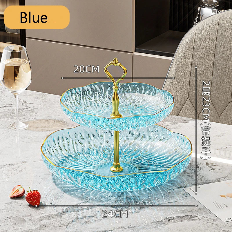 2/3 Tier Fruit Plate Stand Coffee Table Snack Tray Dried Fruit Dessert Plate Bar Counter Display Holder