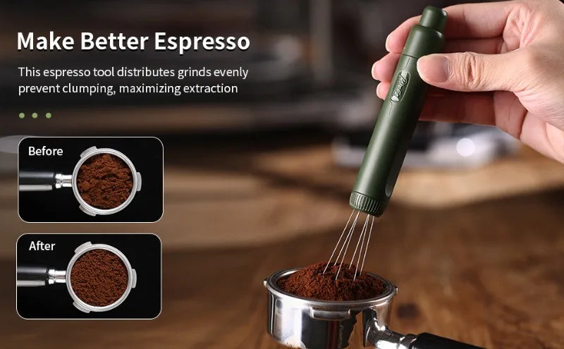 Retractable WDT Espresso Tool  Stirrer Stainless Steel Needles Barista Coffee Distributor Black Espresso Maker Tools