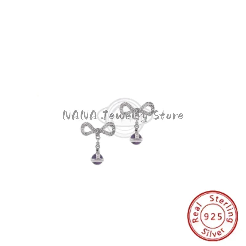 Star Boutique Jewelry Store Hot Selling S925 Silver Bow 3D Saturn Earrings Sweet Women's Jewelry - Evallys.com