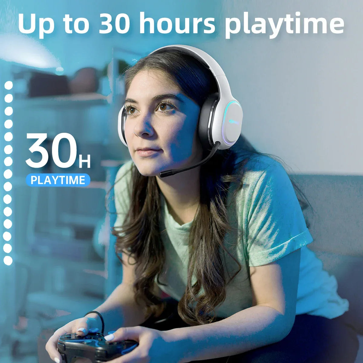 Kofire UG-05 Gaming Headphones 2.4G BT5.0 Wireless Headset With Mic RBG Light Vibration Bluetooth Earphone For PS4 PS5 PC Switch - Evallys.com