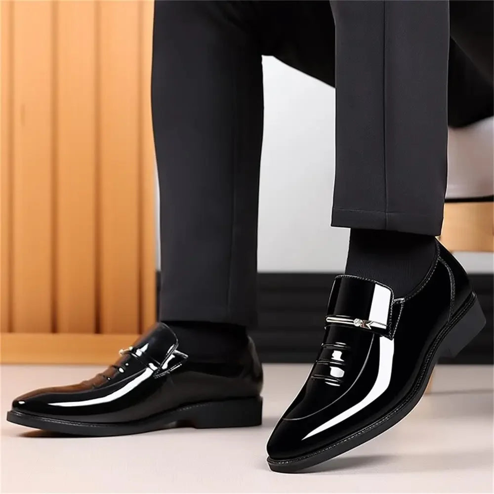 Men’s Formal Dress Loafers – Patent Leather Slip-On Business Shoes - Evallys.com