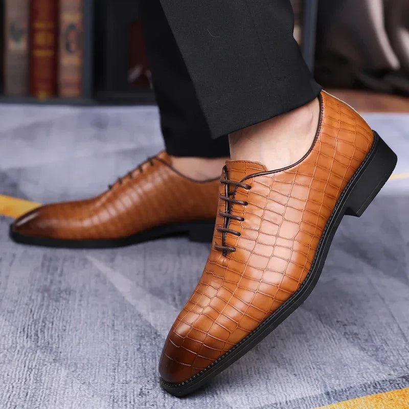 Luxury Men’s Leather Brogue Oxford Shoes – Formal Dress & Office - Evallys.com