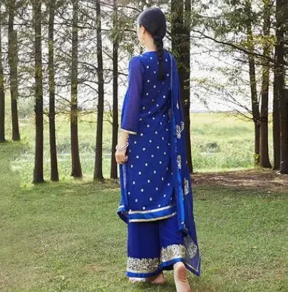 India Pakistan Punjabi Suit Set – Dupatta, Kurta, Pants & Scarf - Evallys.com