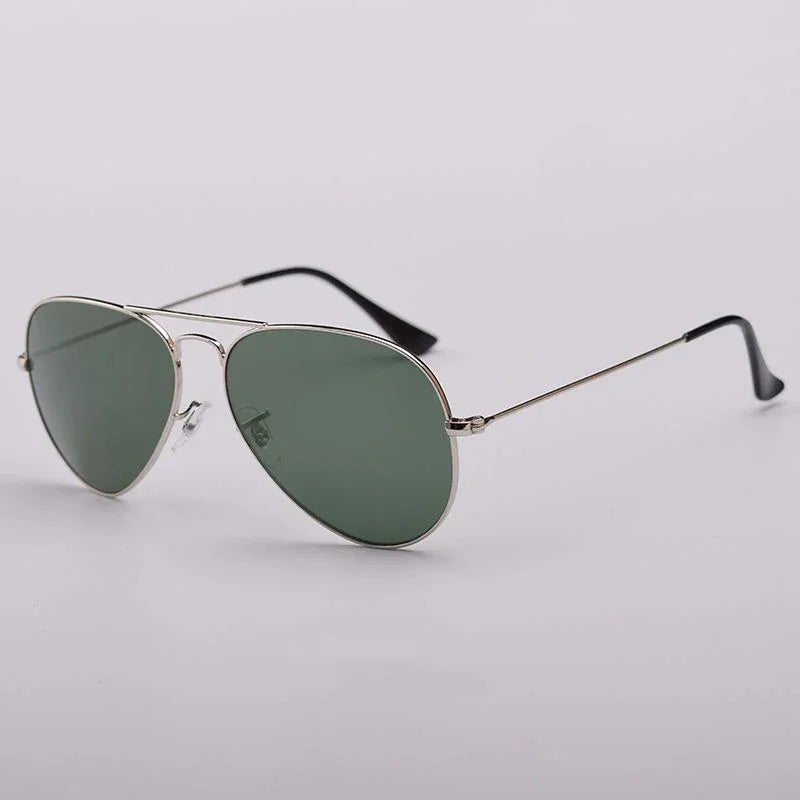 Top Quality Real Glass Lenses Men Women Sunglasses Brand Fashion Pilot Metal Frame Classic Style Outdoor UV400 Sun Glasses - Evallys.com