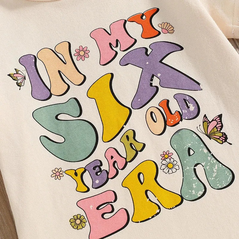 2024-04-05 Lioraitiin Summer Kids Girls Birthday T-Shirts Letter Print O-Neck Short Sleeve Birthday Shirts Casual Toddler Tops - Evallys.com
