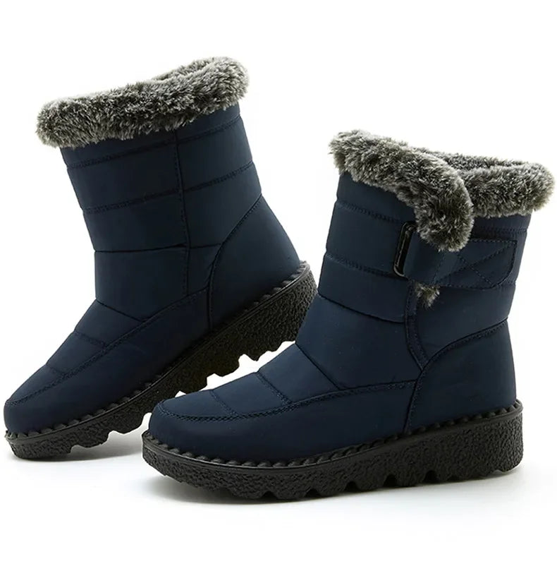 Women's Boots 2024 Trend Winter Shoes For Woman Winter Boots Ankle Low Heels Botas Mujer Waterproof Snow Boots With Fur Shoes - Evallys.com