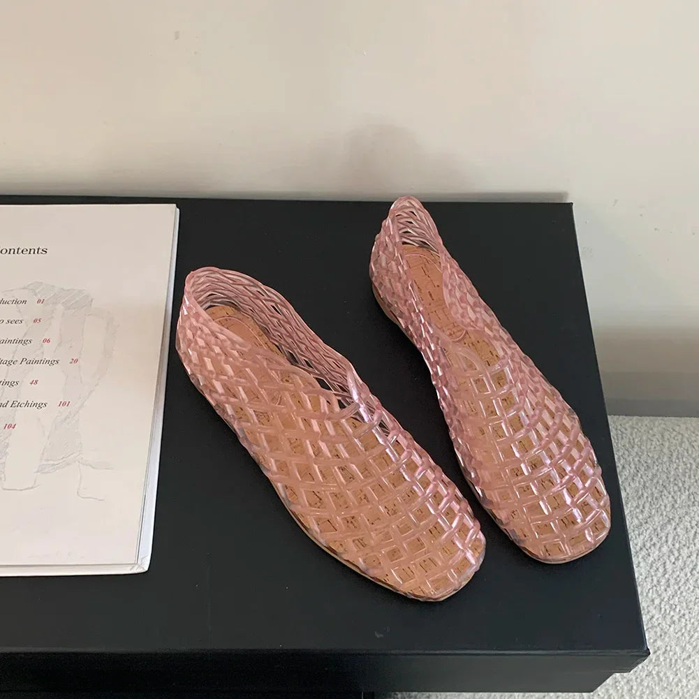 Women’s Jelly Ballet Flats – Lightweight Slip-On Square Toe Beach Shoes - Evallys.com