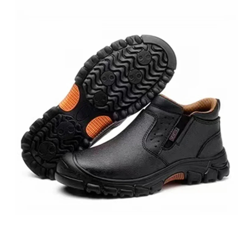 Mens Work Boots Composite Toe Safety Footwear Metatarsal Guard Puncture-Proof Construction Work Shoes Anti-Slip Rubber Outsole - Evallys.com