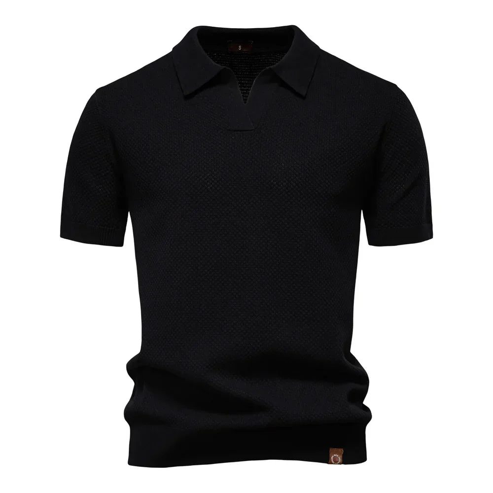 AIOPESON Men's Summer Breathable Polo Shirt Short Sleeve Solid Color Casual Polo Shirts for Men Lightweight Stretch Polo ﻿ - Evallys.com
