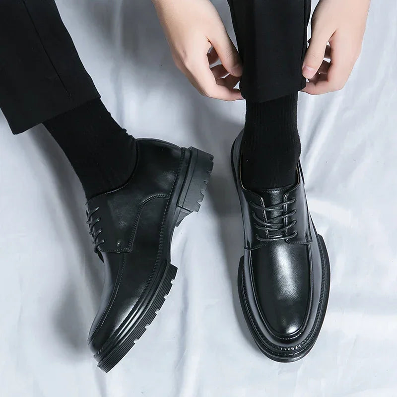 Mens Oxford White Leather Shoes Whole Luxury Formal Business Wedding Dress Shoes for men Thick bottom Casual Original Moccasins - Evallys.com