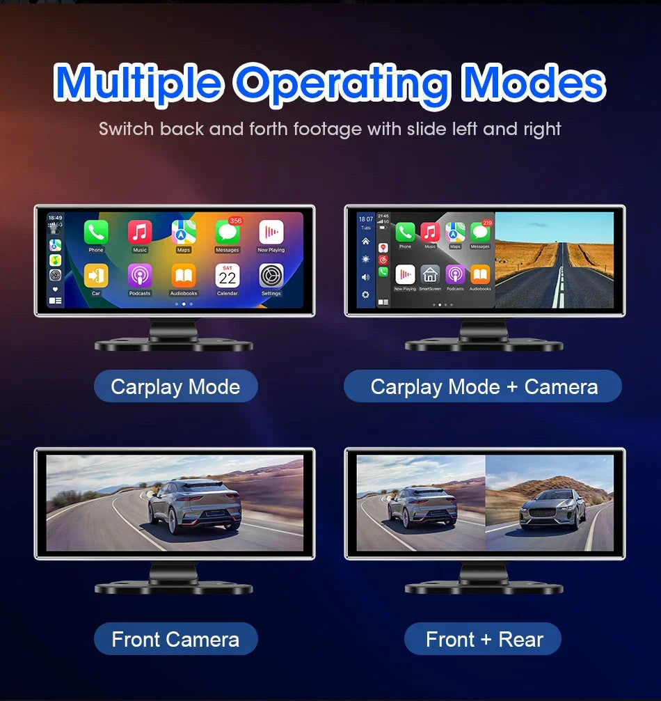 11.26 inch Car DVR 4K Dash Cam Dual Lens Wireless Carplay & Android Auto Video Recorder Monitor GPS Navigation 5G Wifi FM AUX - Evallys.com