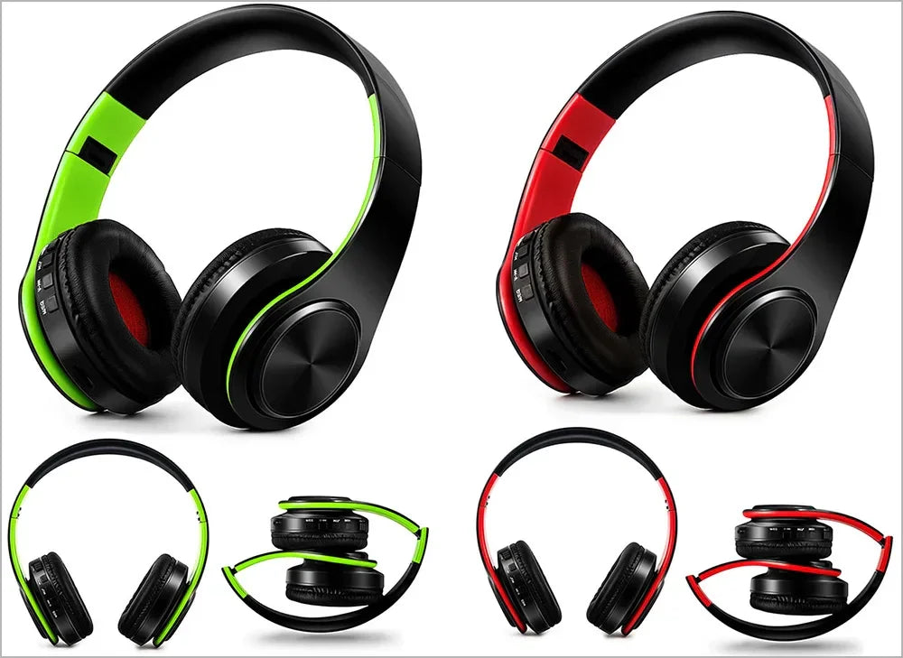 2025 Upgrading Wireless Bluetooth Headphones Stereo Headset Music Sports Overhead Earphone with Mic for Smart Phone TV PC Tablet - Evallys.com