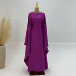 Eid Ramadan Batwing Butterfly Satin Abaya Dubai Luxury Muslim Kaftan Maxi Dress Women Kebaya Robe Caftan Marocain Femme Vestidos - Evallys.com