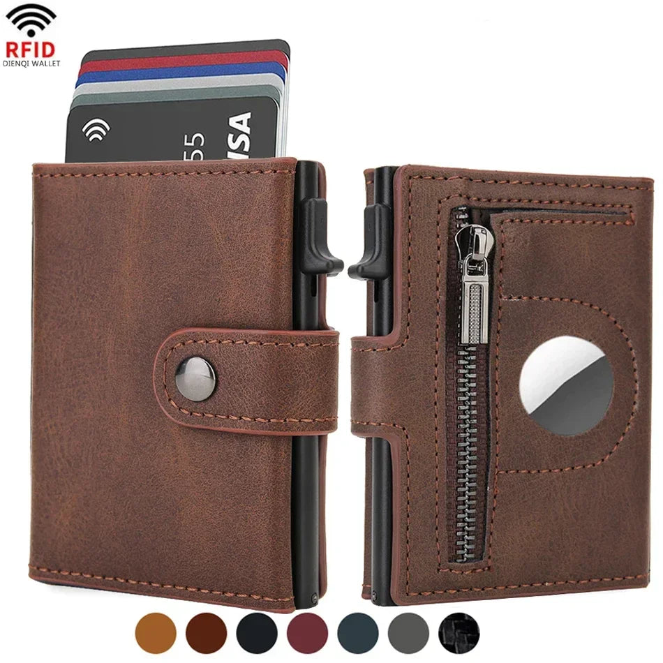 Rfid Carbon Fiber Men Wallets for Airtag Luxury Slim Mini Credit Card Holder Wallets for Men Air Tag Tracker Minimalist Purse - Evallys.com