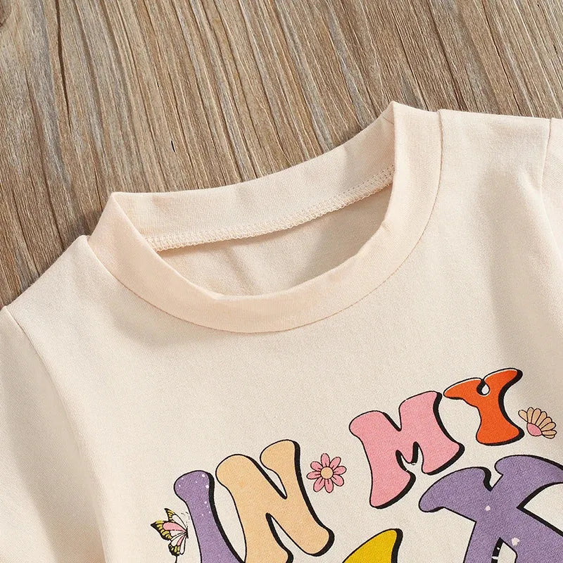 2024-04-05 Lioraitiin Summer Kids Girls Birthday T-Shirts Letter Print O-Neck Short Sleeve Birthday Shirts Casual Toddler Tops - Evallys.com