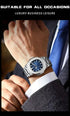 POEDAGAR Luxury Casual Watch Top Brand Fashion Square Dial Stainless Steel Calendar Luminous Waterproof Men Watch Male Clock+Box - Evallys.com