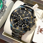 OLEVS Men's Watches Top Brand Luxury Watch for Men Original Waterproof Stainless Steel Chronograph Moon Phase Date Rota Dial - Evallys.com