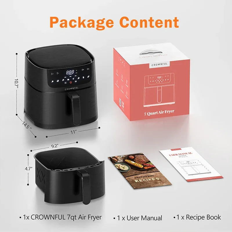 CROWNFUL Air Fryer 7L Touch-screen Display Air Fryer Oven with 8 Cooking Programs Oilless Electric Cooker and Nonstick Basket - Evallys.com