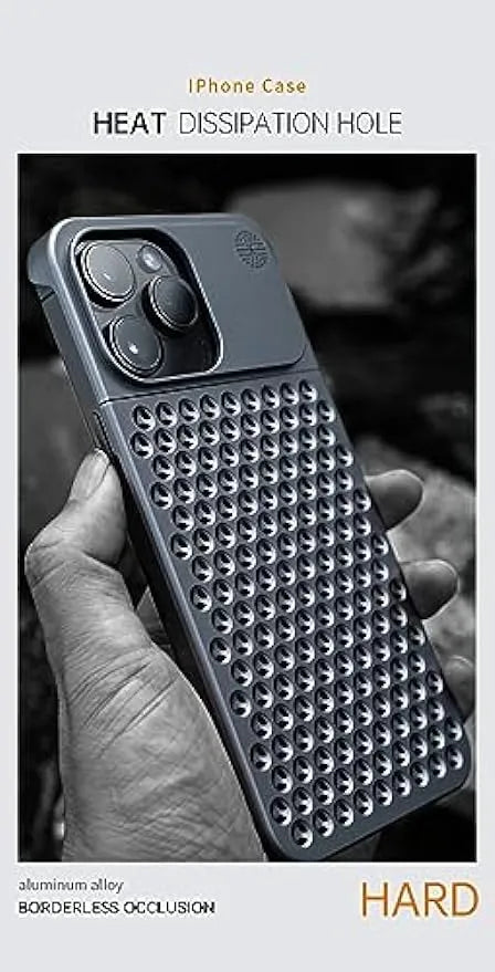 Aromatherapy Phone Case Anti-Scratch Protective Cover Aviation Metal Cooling Simple Shell For iPhone 14 Plus 13 12 15 Pro Max - Evallys.com