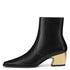 Booties for Women Wide Calf Gold Chunky Heel Elegant Dress Boots - Evallys.com
