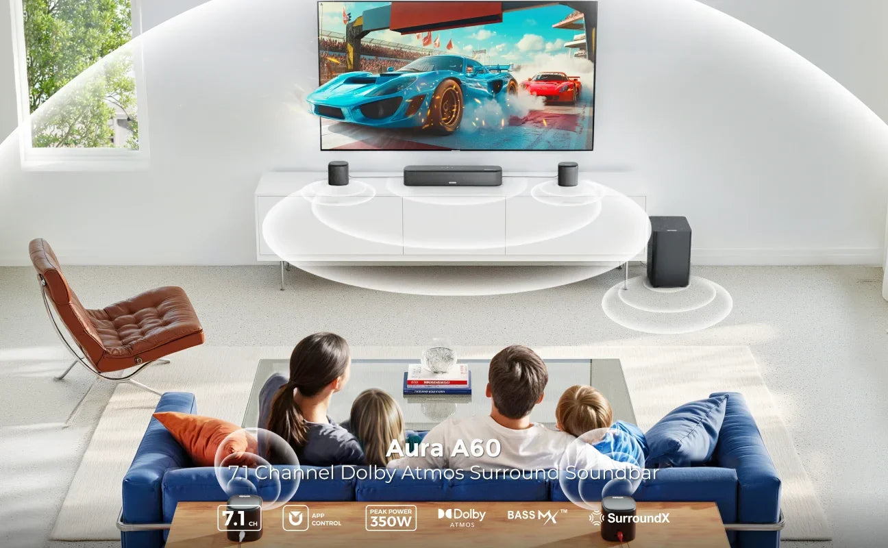 ULTIMEA 7.1ch Sound bar for TV with Dolby Atmos&Smart App Control, Home Theater Sound System Bluetooth Speaker with Subwoofer - Evallys.com