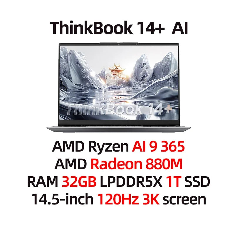 Lenovo ThinkBook 14+ 2024 AI Laptop AMD Ryzen AI 9 365 RAM 32GB  1TB SSD Core Graphics 14.5-inch 3K LED 120Hz Screen Notebook Pc - Evallys.com # #