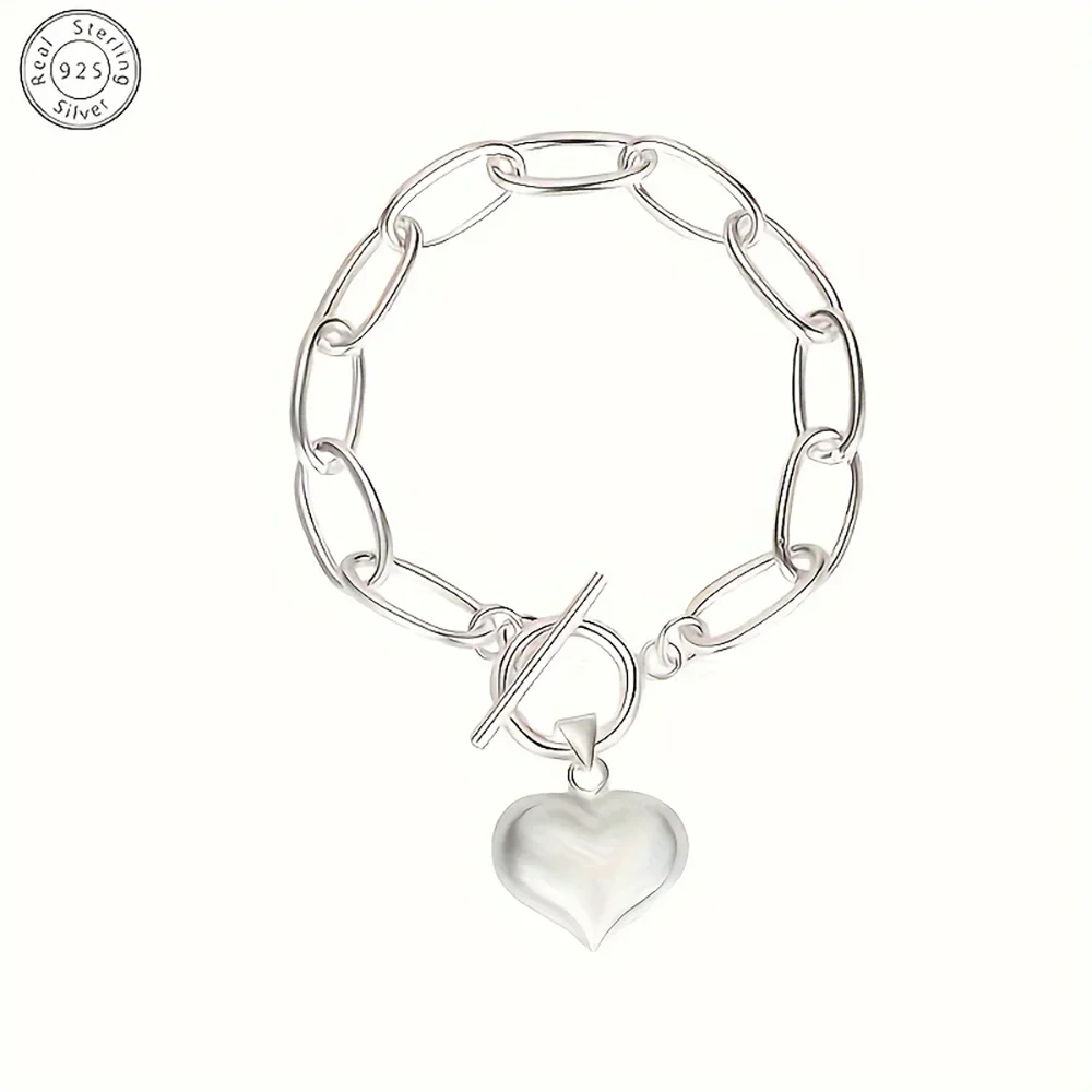925 Sterling Silver Bracelets Fashion Cubic Peach Heart Pendant Chain Bracelet for Women Jewelry Anniversary Valentine's Day USA - Evallys.com