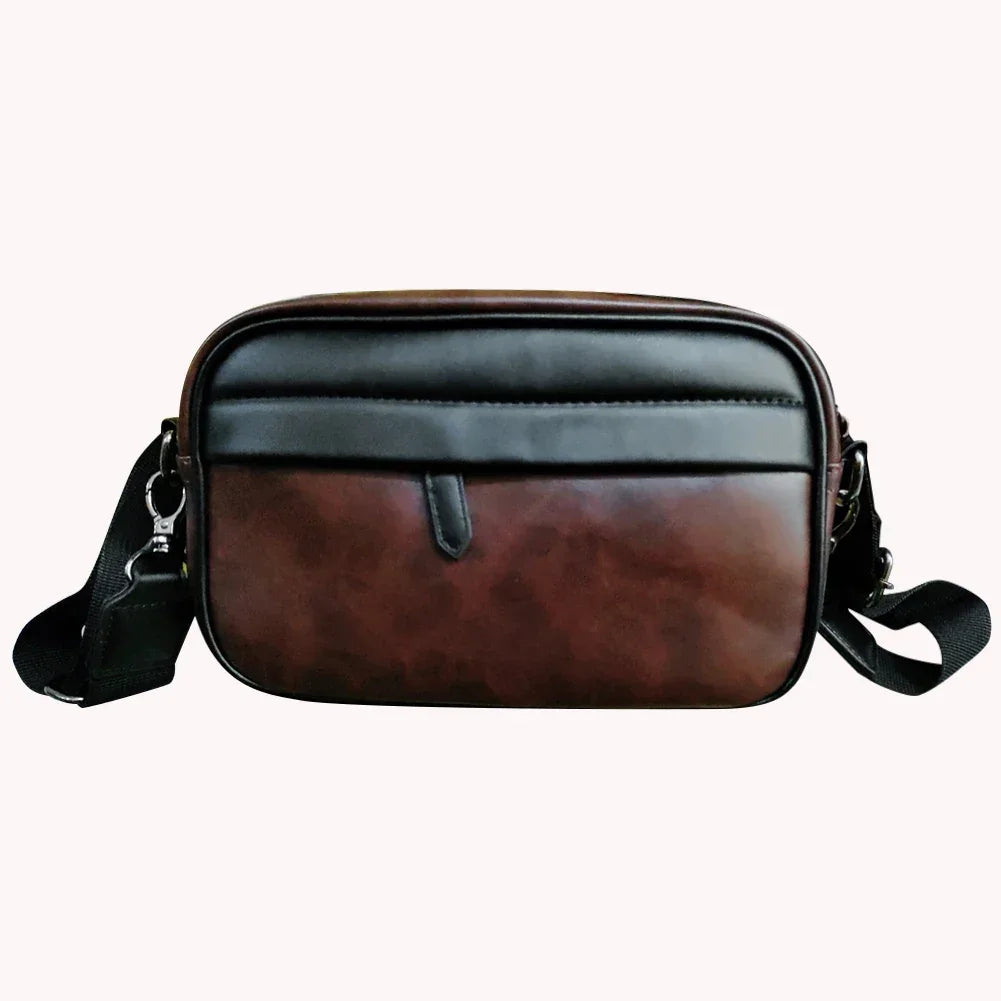 Men’s Leather Crossbody Bag – Classic Pattern Small Square Travel Bag - Evallys.com