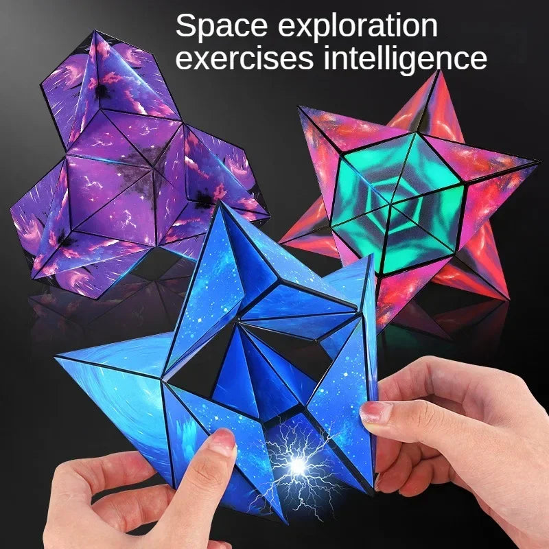 Variety Geometric Changeable Magnetic Magic Cube Anti Stress 3D Hand Flip Puzzle Cube Kids Stress Reliever Fidget Toy - Evallys.com
