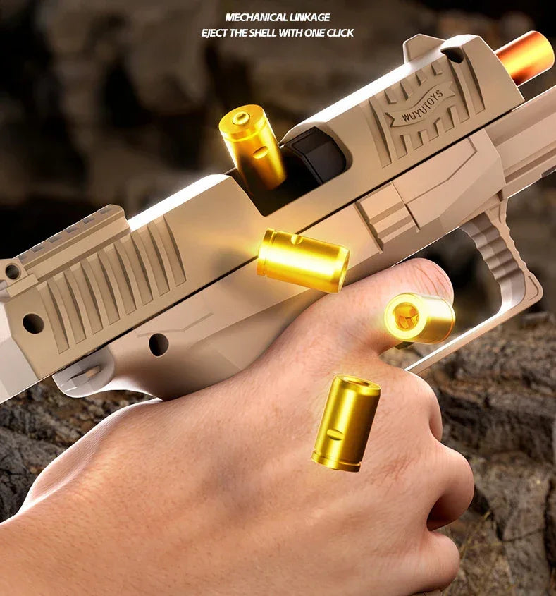 Small Black Toy Gun Mini PPQ Continuous Firing Shell Throwing Gun Model Soft Bullet Launcher BlowBack Airsoft Pistol for Kids - Evallys.com