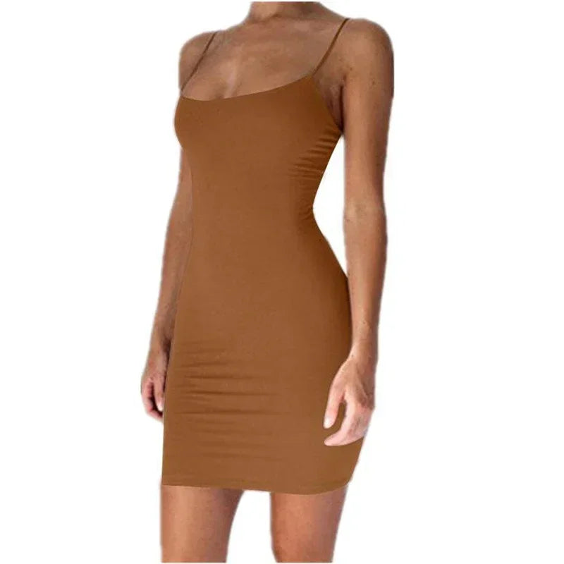 Summer Spaghetti Strap Bodycon Mini Dress – Sexy Clubwear 2025 - Evallys.com
