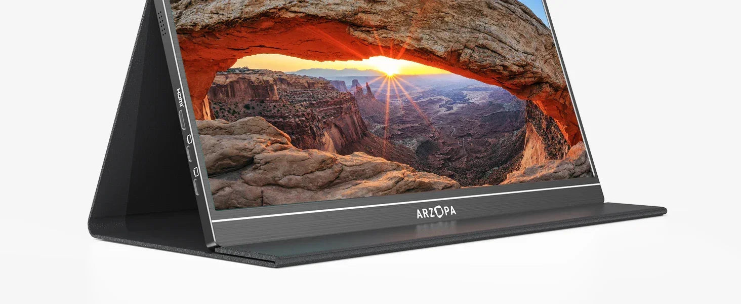 ARZOPA 1080P Portable Monitor 15.6 inch Monitors for Laptop MAC Switch Xbox Phone ps4 PC USB C HDMI-Compatible Computer Display - Evallys.com