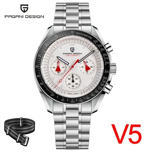 PAGANI DESIGN V4 New Quartz Men's Automatic Date Speed Chronograph Sapphire Mirror Sport Waterproof Watch All Steel VK63 Watches - Evallys.com