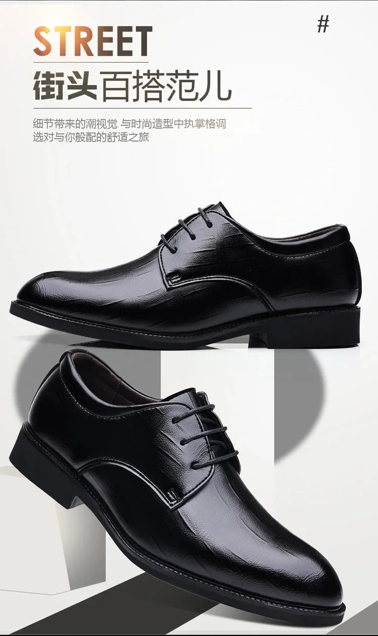Mens Leather Dress Shoes Men's Formal Social Male Shoe Casual Business Pointed Toe Luxury Party Designer Shoes for Men - Evallys.com