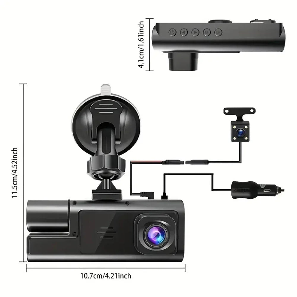 3Camera Dash Cam For Car Camera 1080P Video Recorder WIFI Car DVR Front Rear View Camera Night Vision Black Box Car Accessories - Evallys.com
