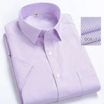 2022 Plus Size 8xL 7XL 6XL Men's Business Short Sleeve Fomal Shirts Man Striped Summer Work Dress Shirt Soft White - Evallys.com