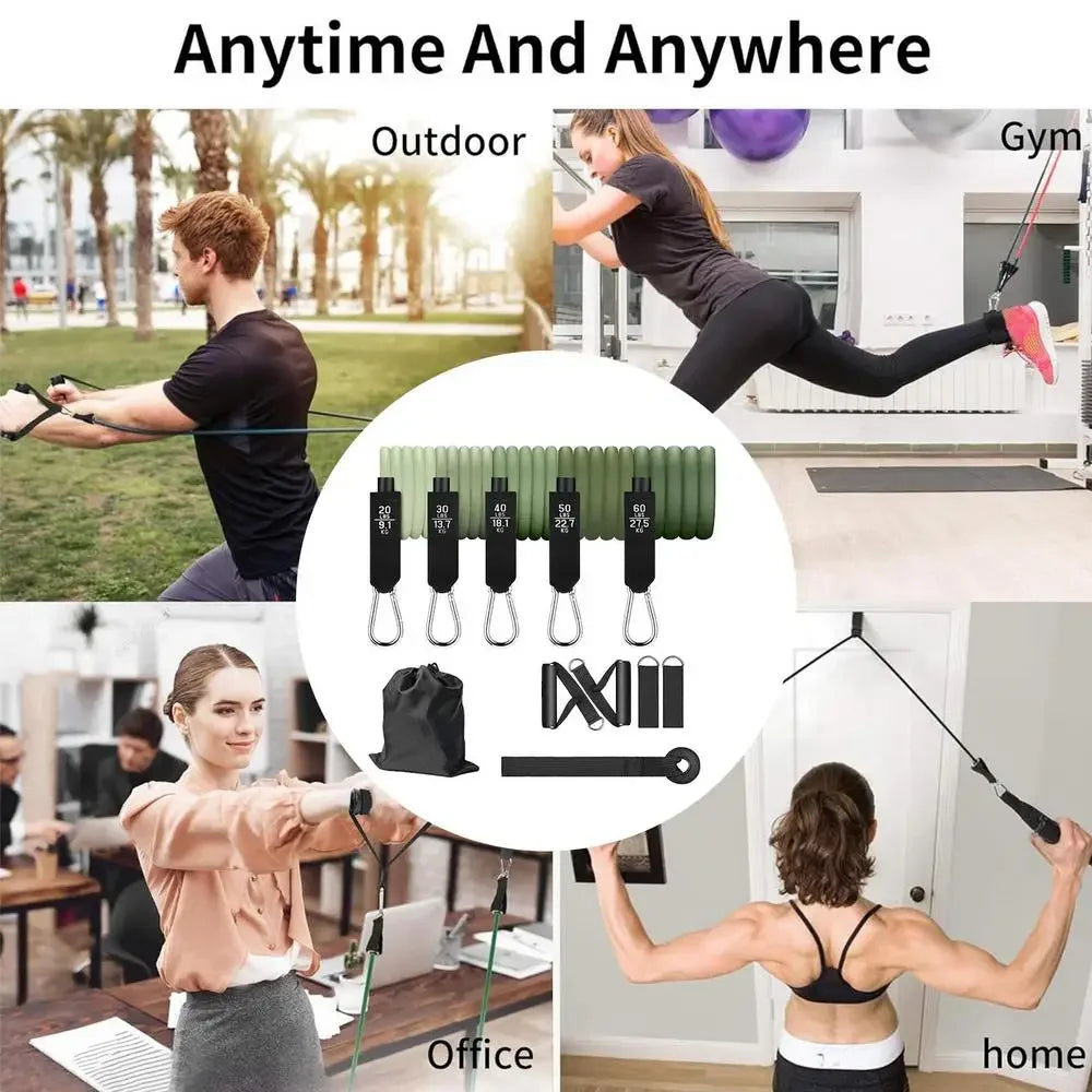 Workout Bands Set 11pcs Elastic Workout Bands Elastic Bands For Strength Training For Men And Women Workout Equipment - Evallys.com