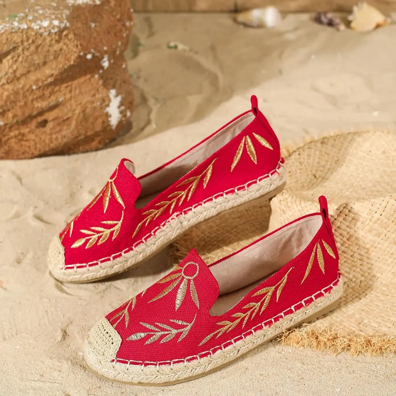 Women’s Classic Round-Toe Flats – Slip-On Leather Espadrille Loafers - Evallys.com